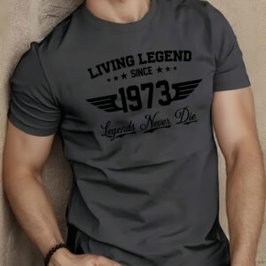Men'S "Living Legend Since 50.11meter Graphic Tee - Casual Summer Street Style Short Sleeve Crew Neck T-Shirt with Stars, Black, Youth Fashion Tee | Bold Print Top | Comfortable Fi