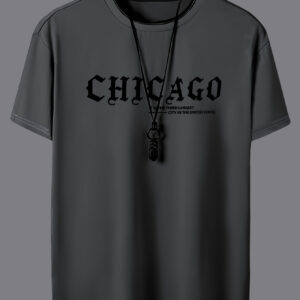 Men'S Chicago Graphic T-Shirt - Breathable Summer Tee with Bold Lettering - Lightweight Crewneck Shirt for Everyday & Formal Wear - Chicago-Themed Apparel for Men, Chicago T Shirt, Casual Outfit, Trendy Design, Comfortable Fit, Short Sleeve Top, Urban Style, Streetwear Fashion, Modern Design, Durable Material, Print Top, Adult Clothing, Sweat-Resistant