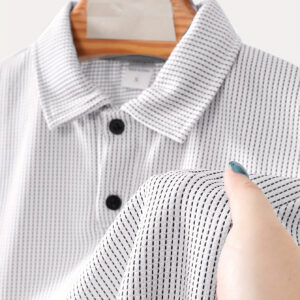 Men's Summer Casual Short-Sleeve Shirt - Lightweight Breathable Polyester, Classic Collar, Solid Terracotta Orange, Relaxed Fit, Machine Washable
