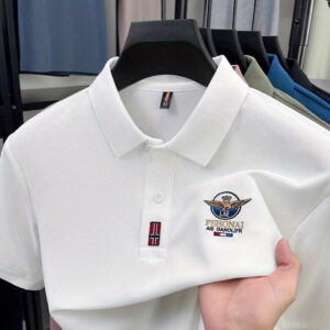 CRRTMARO Men'S Olive Green Polo Shirt - Lightweight Breathable Summer Shirt with Navy Blue & Red Accents, Machine Washable Casual Business Casual Shirt for Office, Casual Attire - A807, Office Wear, Classic Collar Design, Durable Fabric, Short Sleeve Top, Professional Attire