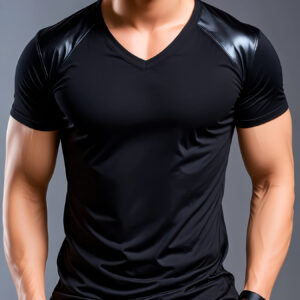 [Summer Style] Men'S V-Neck Henley T-Shirt - Casual Knit Short Sleeve Tee with High Elasticity for Summer Outings, Black