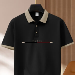 Men'S Stylish Color Block Shirt - Short Sleeve, Button-Up Collar, Polyester, Golf & Outdoor Sports, Navy Blue, Light Green, Khaki, Black, Pink A1268, Golf Shirt