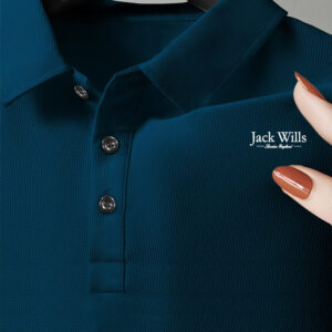 JACK WILLS Men'S Summer Shirt - Breathable Short Sleeve Polo with Logo, Black Casual & Sportswear for Golf, Business, or Outdoor Activities, Golf Shirt