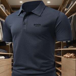Men'S Casual Summer Short-Sleeve Polo Shirt - White, Breathable Geometric Pattern, Comfortable Fit with Buttons, Perfect for Business Casual or Sporty Style, Casual Summer Wear | Geometric Pattern Shirt | Comfortable Fit Shirt