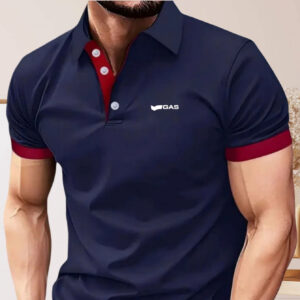 A514-GAS- Men'S Casual Summer Print T-shirt - Stylish Short Sleeve Top with Geometric Design, Lightweight and Breathable, Polo Shirt