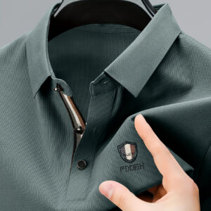 Men's Casual Shirt with Geometric Print - Breathable, Stretch Fabric, Button-Up Collar, Short Sleeve - Perfect for Summer