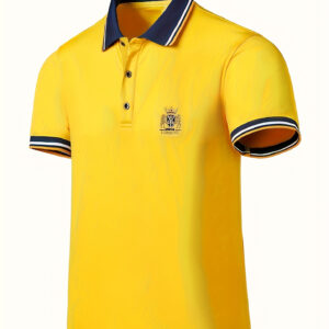 Men's Short-Sleeved Golf Shirt with Turnover Collar, Casual Style Light Elastic Regular Fit Summer Top