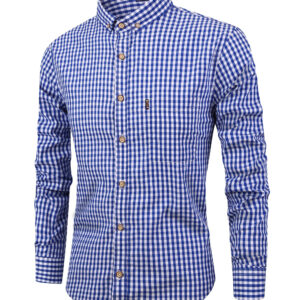 Kingstiger Men's Casual Shirt - Classic Button-Up Long Sleeve Blouse, Mustard & Black Plaid Pattern, Non-Stretch Fabric for Formal & Casual Attire - Office, Dates, Outings - Spring/Fall Essential, Spring Fashion, Turndown Collar, Durable Construction, Stylish Top, Office Professionals