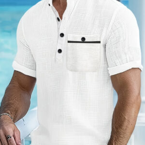 Men's Lightweight Breathable Shirt - Bright Orange Casual Button-Front, Relaxed Fit Short Sleeve Business-Casual Shirt for Everyday & Formal Events - Machine Washable Summer Clothing, Warm Weather Attire, Buttonfront Design, Easy Care Fabric, Office Professionals