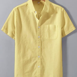 Men'S Casual 100% Solid Color Button-Up Shirt with Chest Pocket - Medium Thickness Breathable Fabric, Relaxed Fit Short Sleeve Summer Shirt for Casual Attire, T Shirts, Comfortable Clothing, Classic Collar Design, Durable Casualwear, Sweat-Resistant, Everyday Outfit, Minimalist Style, Soft Material, Buttondown Top, Casual Wardrobe, Sweat-Resistant Fabric, Lightweight Top, Wardrobe Staple, Relaxed Fit Shirt, Breathable Material, Everyday Essentials