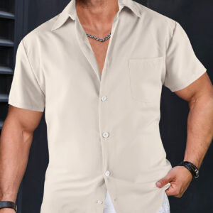Men's Summer Fashionable And Simple Short Sleeve Button Casual Lapel Shirt, Trendy And Versatile, Suitable For Dates, Beach Holiday, As Gifts