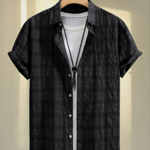 Summer Men's Casual Outdoor Short-Sleeve Button-Up Shirt for Vacation, Travel, and Beach Parties