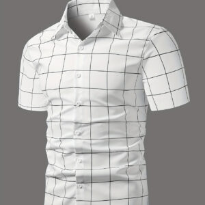 Men'S Plaid Print Shirts Are Casual Short-Sleeve Shirts.