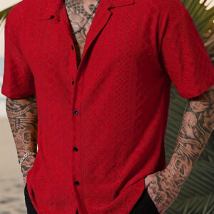 Men's Solid Color Button-Up Casual Shirt