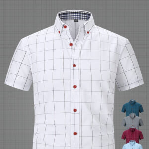 Men'S Summer Casual Plaid Short Sleeve Shirt - Lightweight, Moisture-Wicking, Button-Up with Chest Pocket, Ideal for Work & Outdoor Activities, Buttonup Shirt