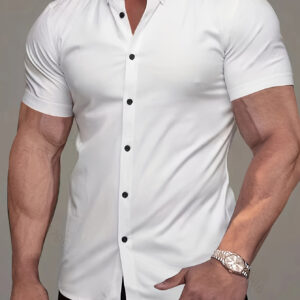 Stylish Men's Casual Short Sleeve Shirt, Men's Shirt For Summer Vacation Resort, Tops For Men