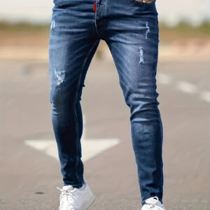 Best seller bestselling Men's jeans fashion new stretch comfortable slim Men's trousers dark wash blue gift light blue medium color wash blue classic four seasons spring summer autumn winter
