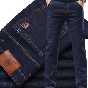 Men'S Slim-Fit Stretch Denim Jeans - Casual Workwear Style, Medium Blue, Regular Length, All-Season Comfort, Solid Color, Perfect for Casual Attire, Casual Wear Jeans | Slim Fit Jeans | Stretch Denim