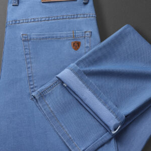 MIANZHI Summer Lightweight Men'S Loose Straight Jeans, Stylish And Versatile, Perfect for Light Business Wear, New Trendy Brand for Young Men in Summer 2025, Elastic Casual Long Pants.