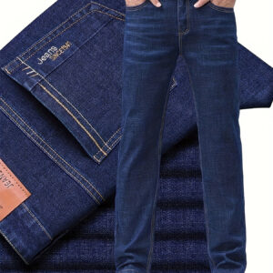 Men'S Lightweight Stretch Denim Jeans - Straight Leg, Solid Color Blue, Slim Fit for Business & Casual Outfits, Breathable & Comfortable for All-Day Wear, Casual Jeans | Versatile Denim | Glossy Finish Jean