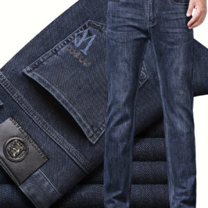 Premium Men's Jeans 2025 Trendy Slim Fit Straight-Leg Denim Pants for Autumn/Winter, Thick Casual Trousers for All Seasons