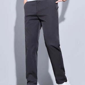 Men'S Lightweight Summer Casual Pants - Beige, Straight Leg, Zipper Fly, Pockets, Perfect for Business, Office, Travel, and Formal Occasions, Business Trip Pants | Sleek Casual Pants | Polyester Blen