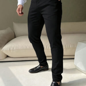 Men's Light Business Casual Dress Pants - Regular Fit Solid Color All-Season Comfort with Pockets, Versatile for Office & Casual Attire, Comfortable Fashion, Stylish Pocket Design, Durable Comfort
