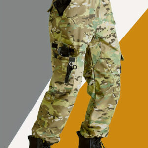Men'S Outdoor Camouflage Cargo Pants with Elastic Waistband, Multi-Pocket Tactical Workwear for Riding And Tactical Operations, Featuring 6 Pockets.