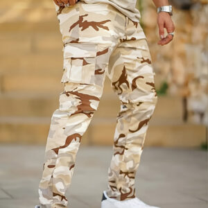 Men's Heavy-Duty Cargo Pants - Tactical Outdoor Pants with Multiple Utility Pockets, Non-Stretch Fabric in Beige/Brown/Gray/Black/White - All-Season Hiking, Camping, Military & Everyday Work Pants for Men, Allseasons Clothing, Camouflage Design, Durable Fabric