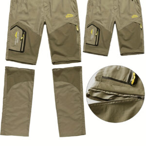 Men's Quick-Dry Convertible workpants & shorts - Two-in-One Construction, Zippered Pocket - Adjustable Button Closure - Lightweight Non-Stretch Fabric for Outdoor, Construction, Hiking - Machine Washable (Khaki/), Outdoor Apparel, Functional Clothing, Breathable Fabric, Casual Wear, Durable Material, Active Men