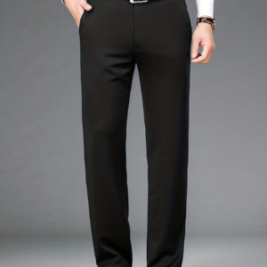 Classic Design Dress Pants, Men's Formal Solid Color Slightly Stretch Dress Pants For Spring Summer Business