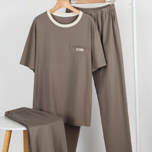 Three-Piece Cotton Pajama Set for Men: Short Sleeve, Shorts, and Long Pants Combo - Summer Lightweight Breathable Home Wear