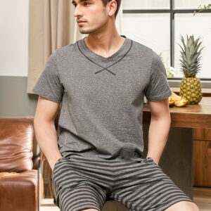 2pcs Set Home Clothes Men'S Middle-Aged Pajamas Summer Men'S Thin Summer Plus Size Short-Sleeved Shorts Pajamas Set