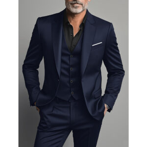 Men's Three-Piece Suit with a Shawl Lapel, Including a Jacket, Trousers, And Vest, Suitable for Weddings And Important Occasions.