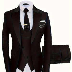 Men'S Fashionable 3pcs Suit Set with Jacket, Vest, and Pants for Weddings and Parties - Solid Color, Regular Fit, Notched Collar, Spring/Summer/Fall, Formal Attire|Sleek Formal Attire|Nonstretch Fabric