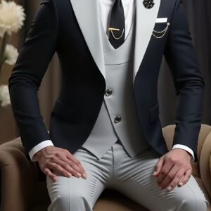 Men'S Three-Piece Suit Set, Blazer + Vest + Dress Pants, Suitable for Weddings, Graduations, and Various Gatherings