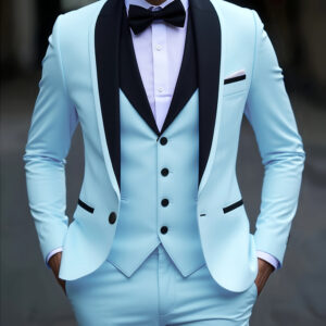 2024 Fashion New Men Stretch Fabric Boutique Solid Color Business Slim Fit Groom'S Office Wedding Best for Man Work Dress Suit Trousers Waistcoat 3pcs Set Double Slit Black Collar Blazers Jacket Pants Vest