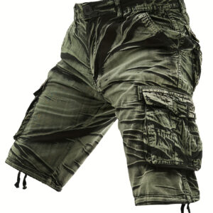 Men'S Heavyweight Brown Tie-Dye Cargo Shorts - Non-Stretch Fabric with Multiple Utility Pockets, Adjustable Drawstring Waist for Casual Streetwear, Everyday & Formal Outfits - Breathable Summer Shorts, Street Style Apparel, Durable Fabric, Outdoor Clothing, Urban Fashion, Sturdy Construction, Young Adults