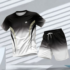 Men's Sports Round Neck Short Sleeve Top and Shorts Set, 3D Print Casual Summer Outfit