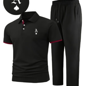 Men'S High-End Fashion Casual Business POLO Collar Open Collar B-Shaped Quick-Drying Sports Suit