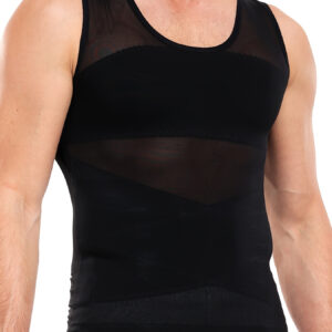 Men's Compression Shirt - Breathable Mesh & Ribbed Nylon-Spandex Blend, Sleeveless Crew Neck for All-Day Wear, Bodysuit