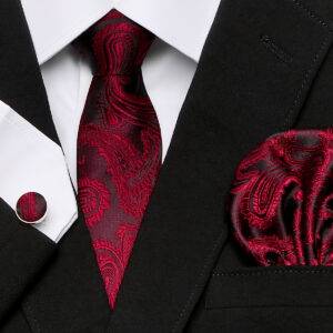 New Style High Quality Tie Pocket Squares Cufflink Set for Men Suit Accessories Paisley Stripe Fit Wedding Holiday Gift, Best for Christmas