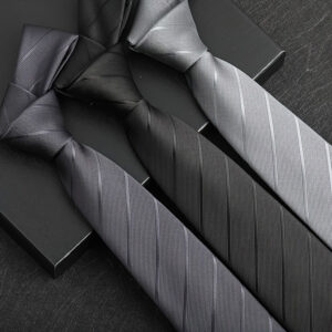 8cm 1200-Pin Black Gray Diagonal Stripe Tie for Men, High-Quality Business Tie for Work and Wedding Formal Occasions, Versatile