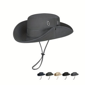 Unisex Hiking Sunshade Fisherman'S Hat with Quick-Dry Drawstring for Outdoor Use.