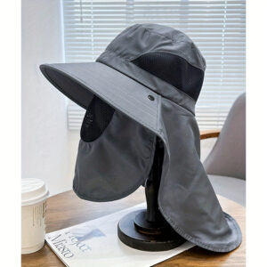 1pc Men'S Breathable Mesh Bucket Hat - Adjustable Black Fishing Hat with Ventilation Eyelets, Lightweight Outdoor Hat for Hiking, Camping & Tourist Activities, Hiking Gear, Sleek Design, Mesh Fabric Hat