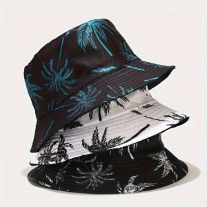 1pc Unisex Coconut Tree Print Bucket Hat - Bohemian Tropical Vacation Style, Breathable & Durable for Outdoor Beach, Casual Wear, Men & Women, Lightweight Headgear, Summer Accessory, Boho Chic, Comfortable Fit, Boho Fashion