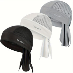 Men's Headscarf Riding Hat, Mesh Breathable, Solid Color Do Rags Men's and Women's Quick-Drying Bicycle Cap Summer Hat Hip-Hop Turban Sweat Absorbing Fabric