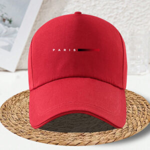 Men's Fashionable Baseball Cap with Paris Text & Red Stripe Design - Black Sun Protection Hat for Outdoor Sports, Casual Wear, Christmas, Graduation, Teacher's Day - Hand Washable, Summer Headwear, Minimalist Style, Durable Headgear