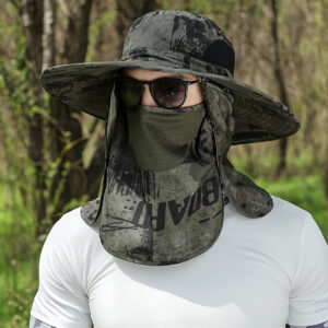 Neck-protecting graffiti sunshade wide-brimmed fisherman's hat