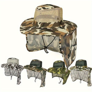 Camouflage Wide Brim Bucket Hat with Neck Flap - Breathable, Lightweight, and Stylish for Outdoor Fishing and Sun Protection, Outdoor Fishing Gear|Stylish Bucket Hat|Adjustable Headgear, Sun Hat